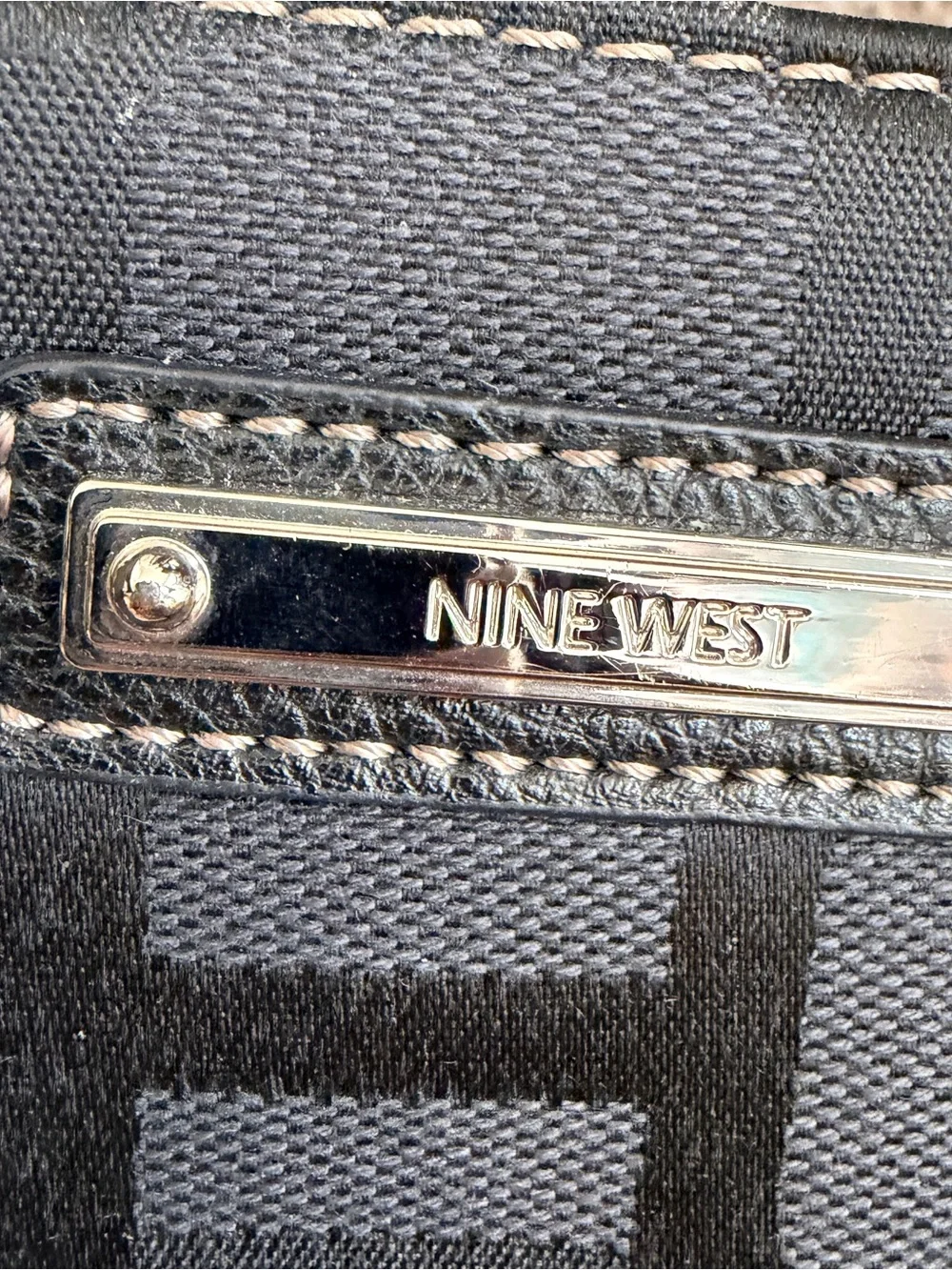 Nine West Black Pattern Handbag with Long Strap and Short Strap